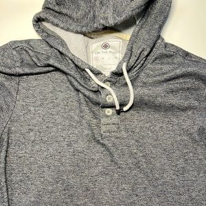 on the byas Basics Grey Cotton-Blend Button-Up Hoodie w/ Front Pocket - Size S